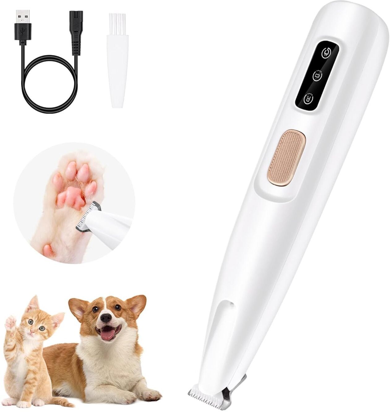 Efficient & Quiet Pet Paw Trimmer for Stress-Free Grooming White Pet Hair Trimmer-image-34