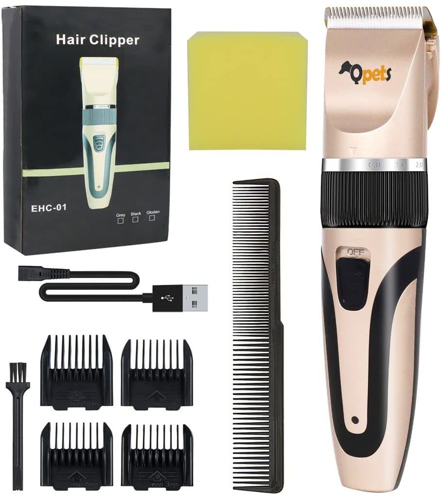 Dog Grooming Clippers Kit Professional for Thick Hair with 4 Comb/Rechargeable Beige Pet Hair Trimmer-image-38