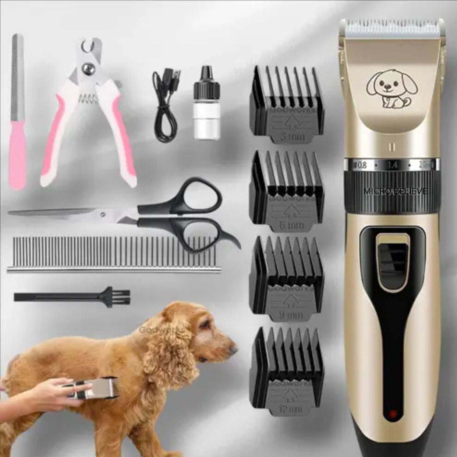 smarthubstore Pet Trimmer Dogs, Cats & Animal Grooming cutter Machine Wireless Rechargeable5 Black, Gold Pet Hair Trimmer-picture-11