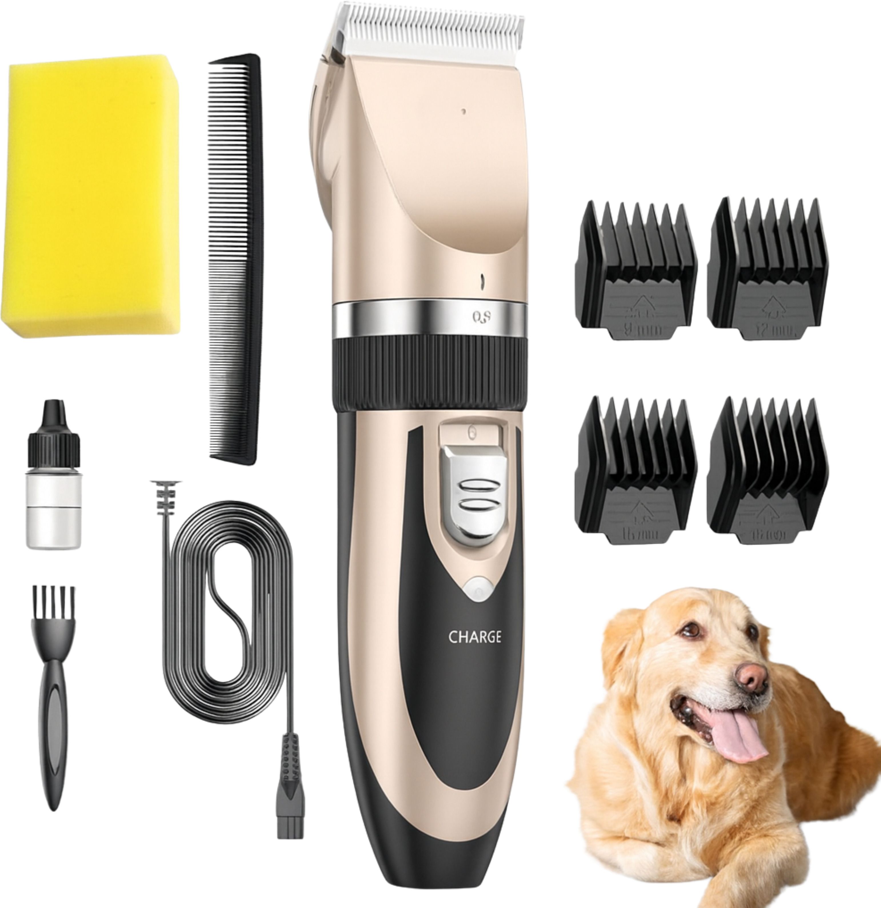 edicon Cordless Dog Trimmer for Hair Cutting Gold, Black Pet Hair Trimmer-picture-11