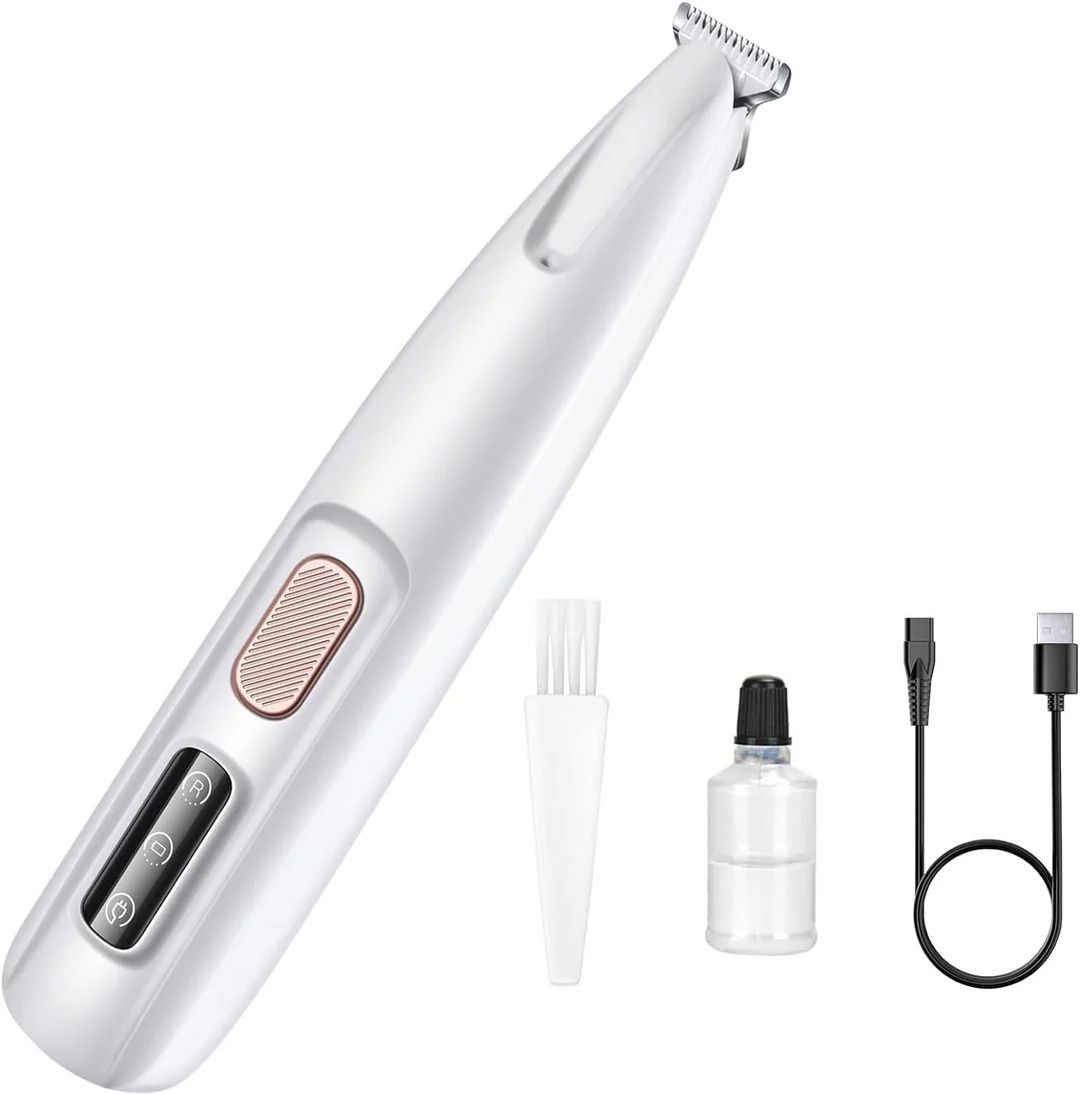 crazyabbs Pet Paw Hair Trimmer, Cat Clipper, Low Noise Dog Shaver, Rechargeable Paw Cutter White Pet Hair Trimmer-picture-4