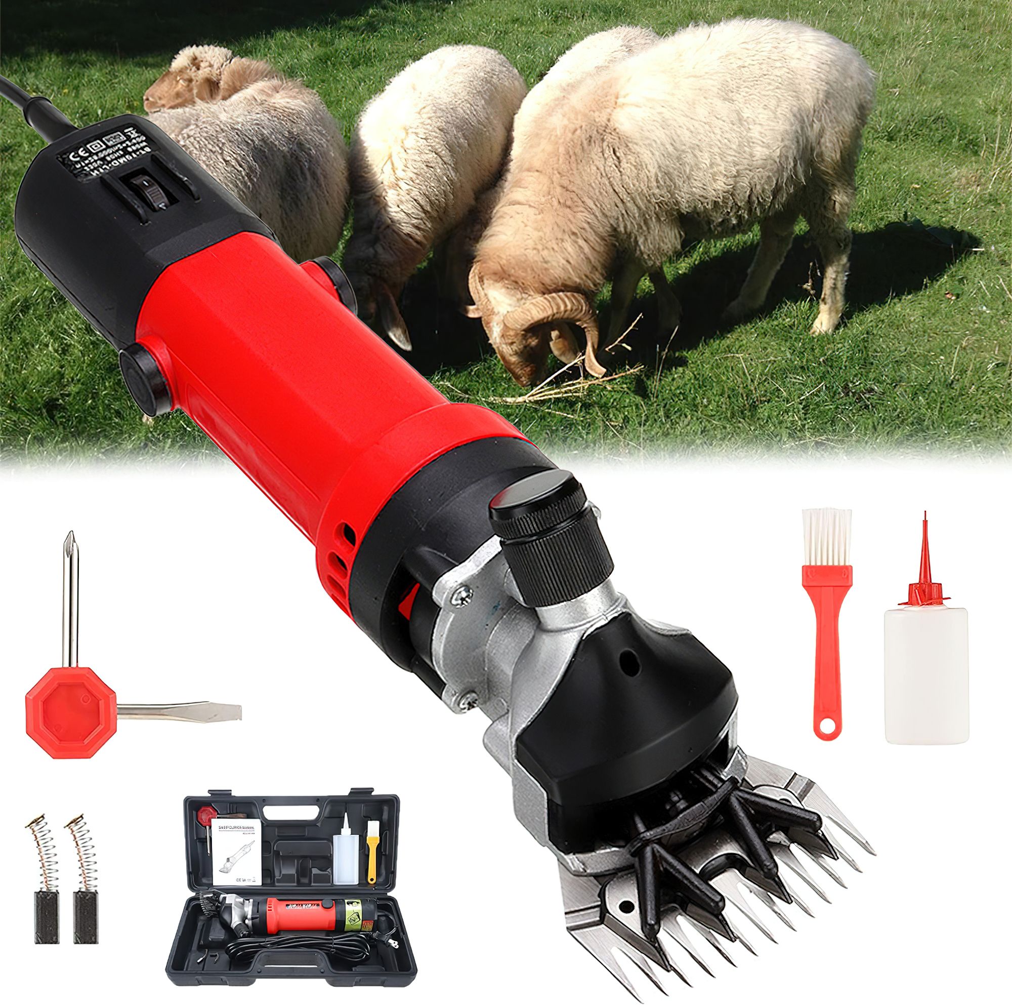 Electric 6 Speed Sheep Trimmer Machine For Animal Pet Clipper Sheep Hair Cutting Red, Black Pet Hair Trimmer-image-28