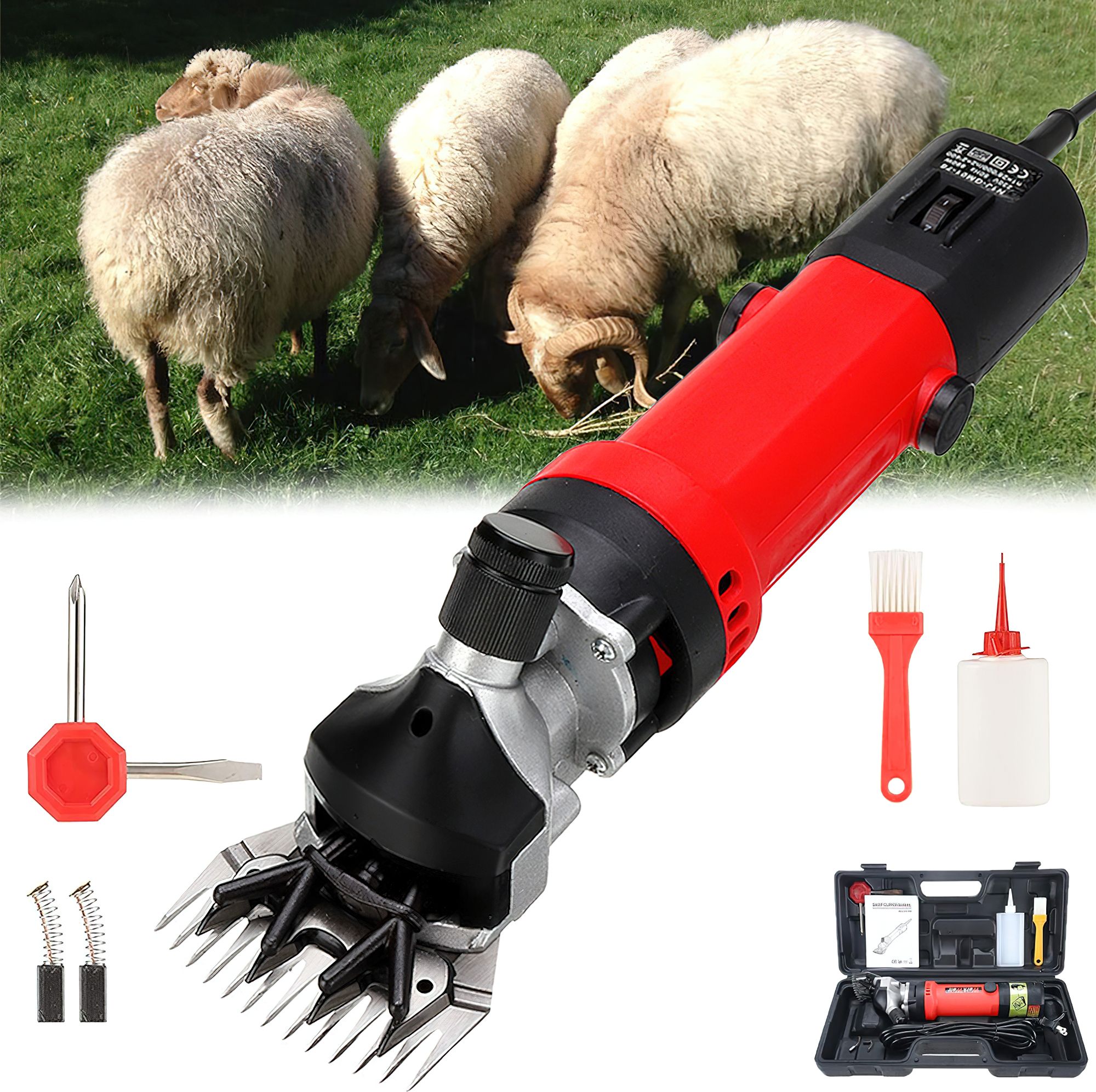 6 Speed Electric Sheep Hair Cutting Machine For Pet Animal Clipper Sheep Trimmer Black, Red Pet Hair Trimmer-image-5