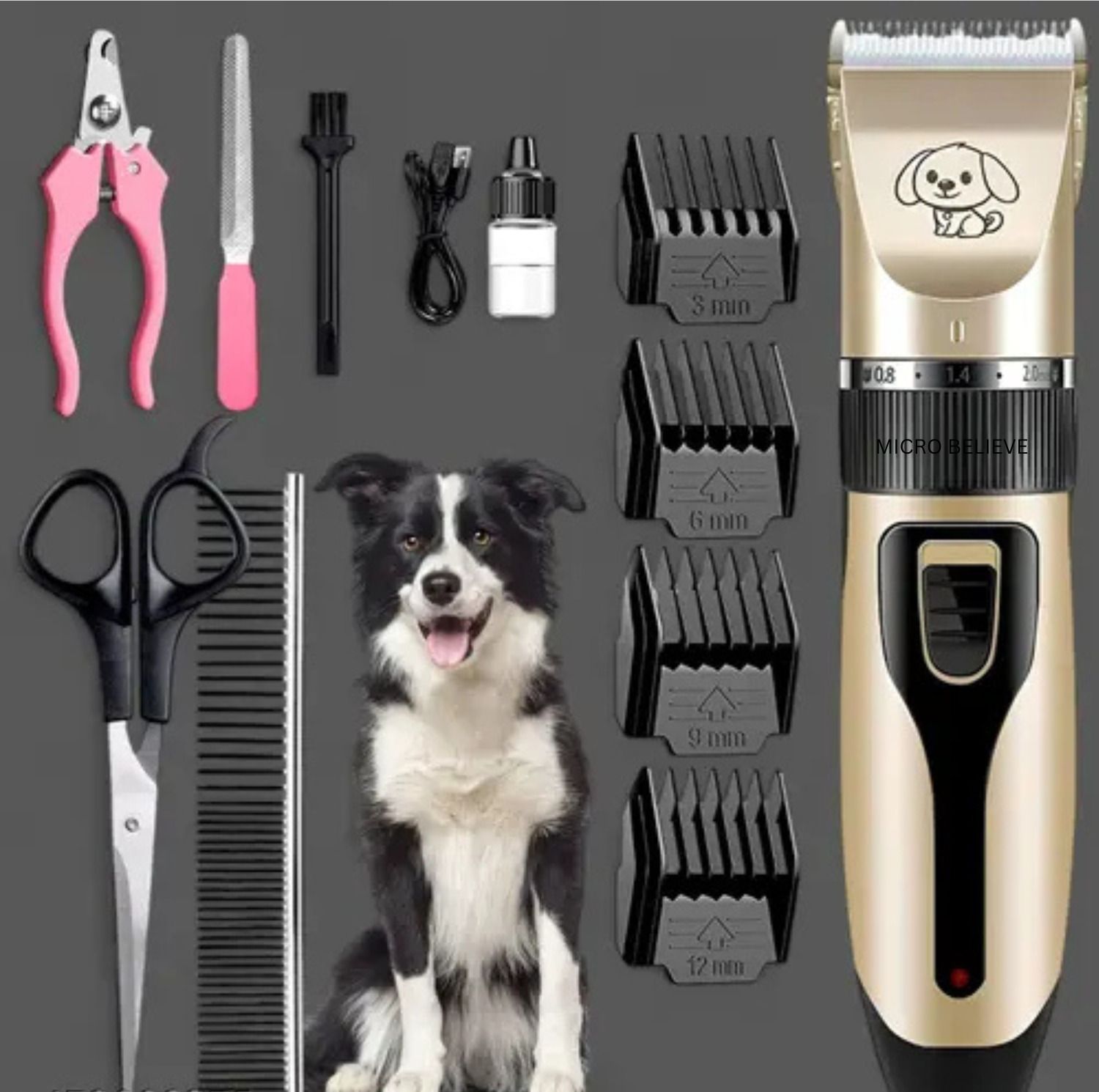 smarthubstore Clippers Rechargeable Cordless Quiet Dog Grooming Kit for Dogs Cats Pet Multicolor Pet Hair Trimmer-picture-10