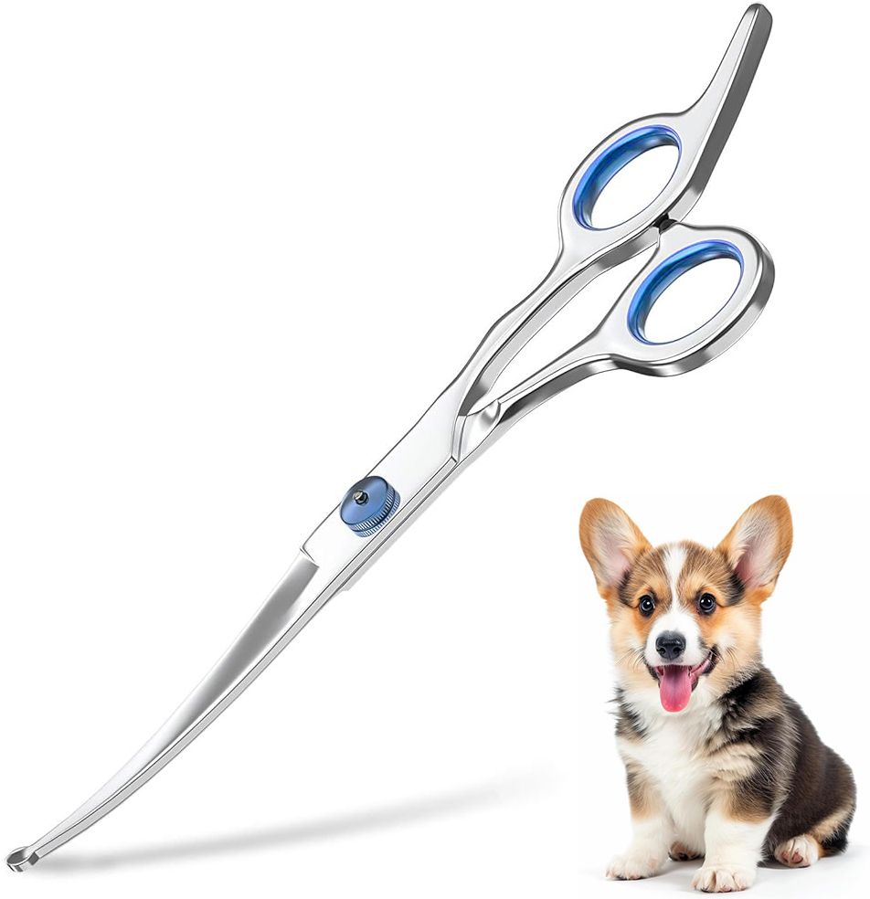 Grooming Scissors Pet Cutter Curved Blade Blue Pet Hair Trimmer-image-41