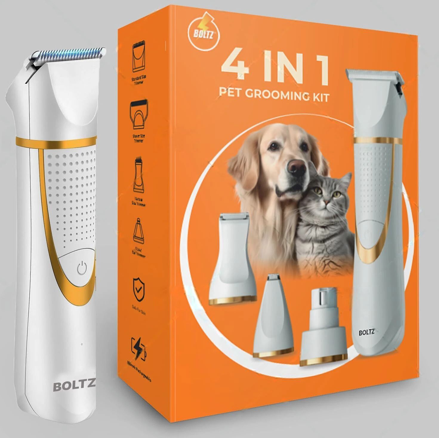 Dog & Cat Hair Trimmer & Nail Grinder Gold, White Pet Hair Trimmer-image-24