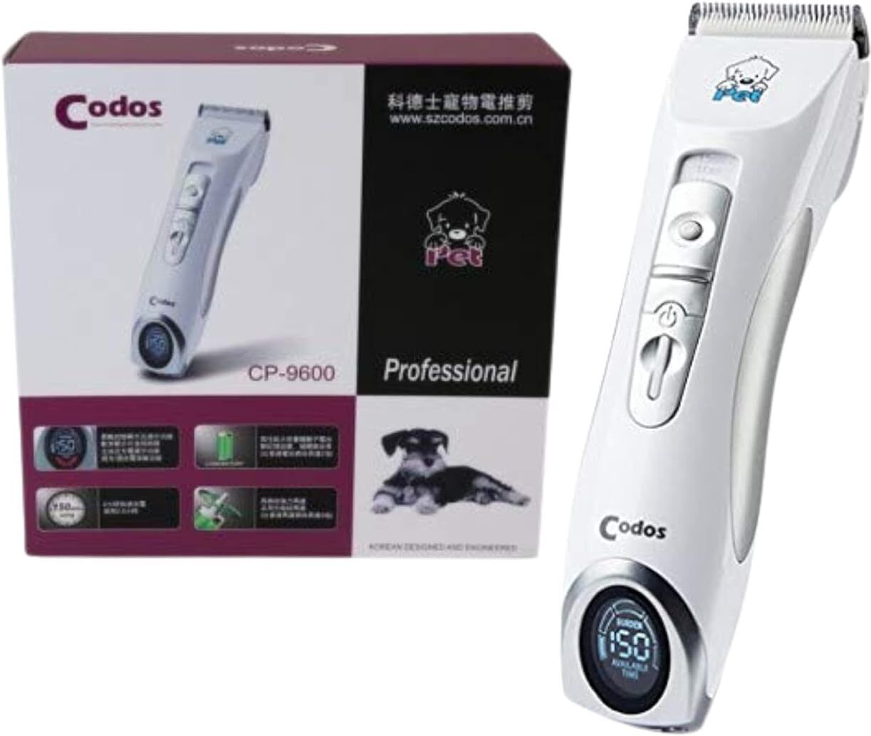 Codos CP-9600 Professional LCD Screen Pet Dog White Pet Hair Trimmer-image-11