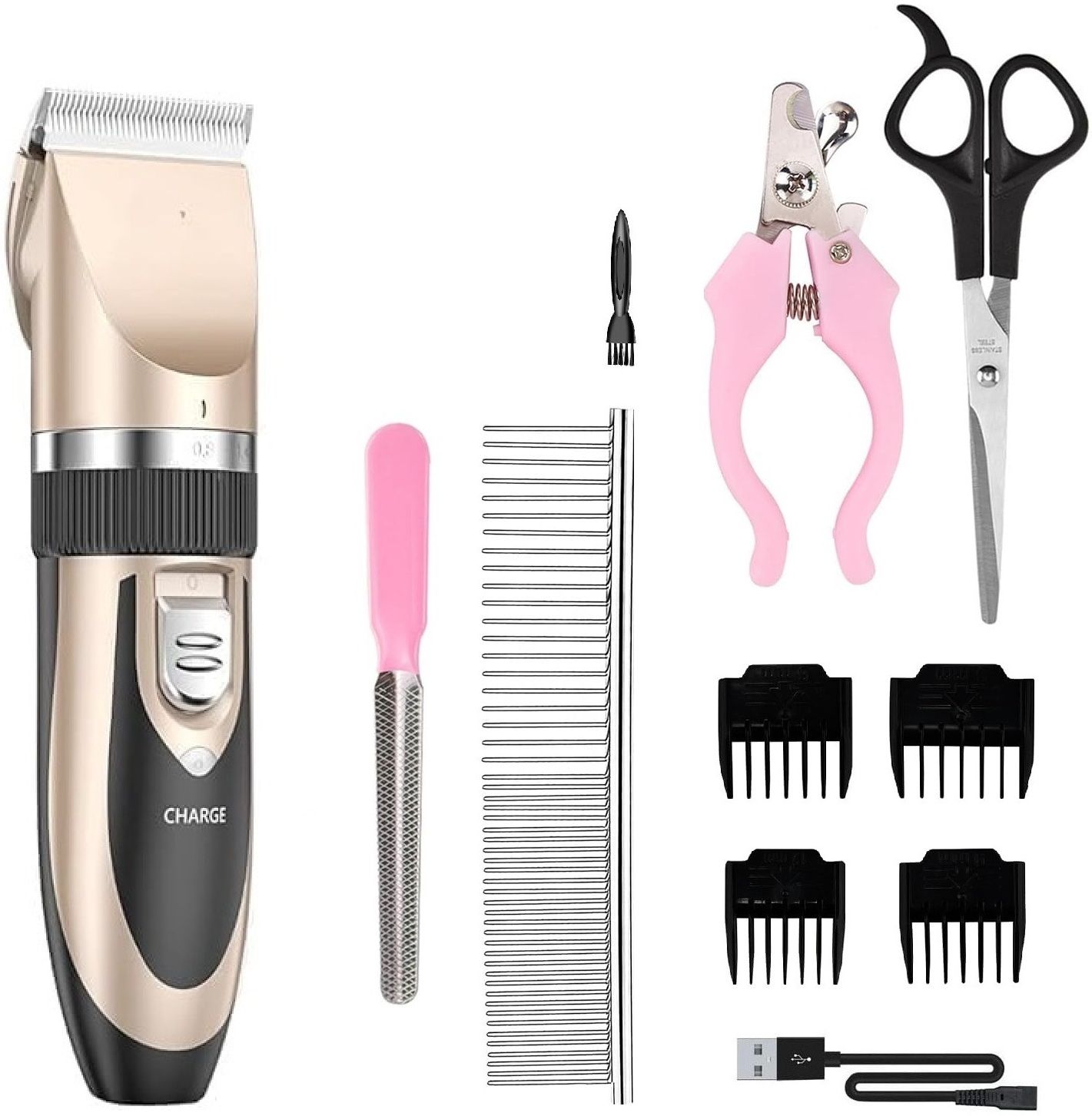 arrom Trusted Pet Hair Trimmer Full Set Kit, Dog, Cat Hair Clipper, Combs Gold Pet Hair Trimmer-picture-26