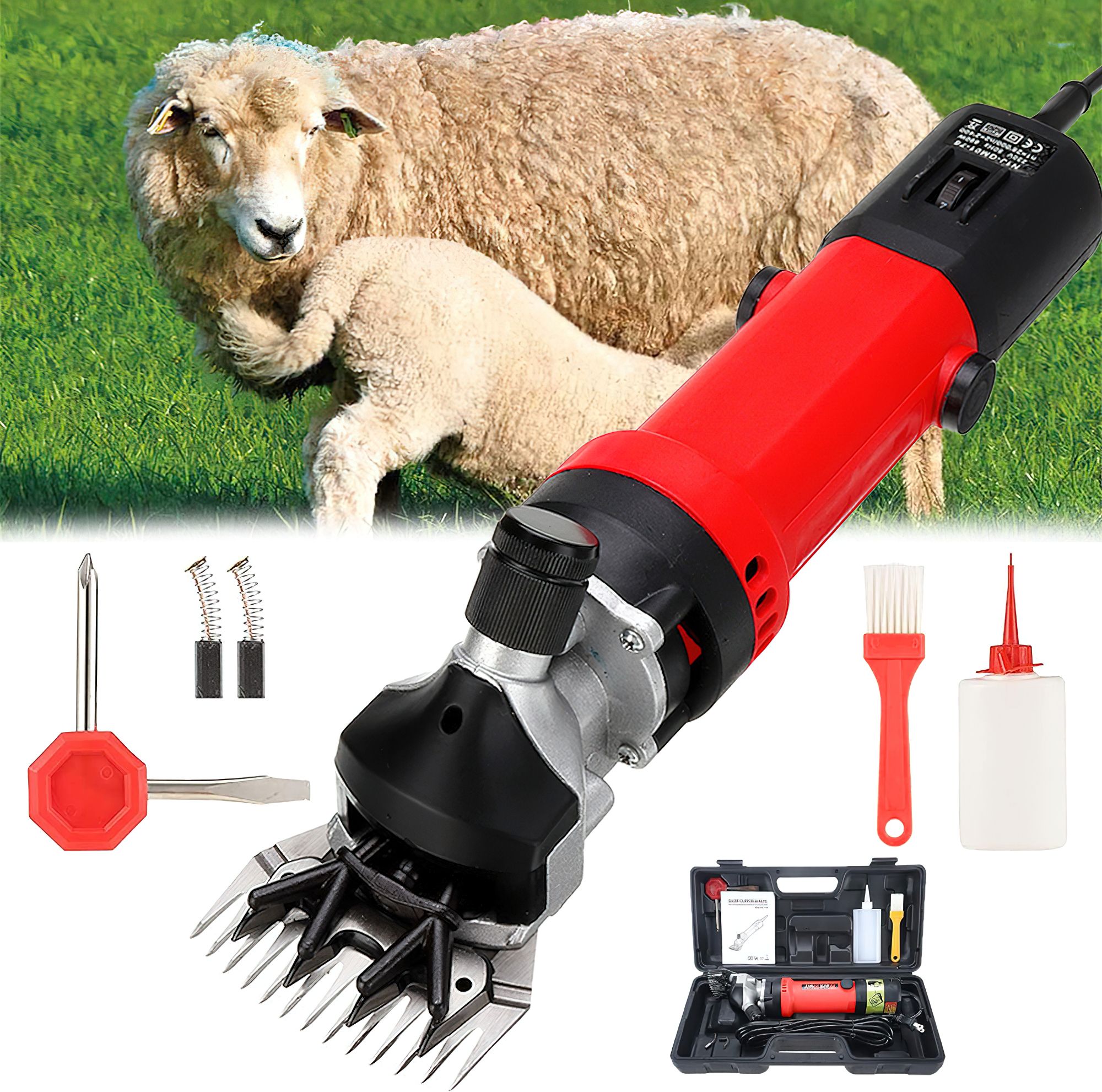 6 Speed Electric Sheep Hair Cutting Machine For Pet Animal Clipper Sheep Trimmer Red, Black Pet Hair Trimmer-image-38