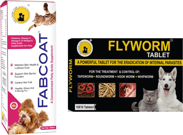 tail & collar club Fabcoat Skin and Coat Supplement and Flyworm Herbal Dewormer (10 Tablets) Pet Health Supplements-picture-35