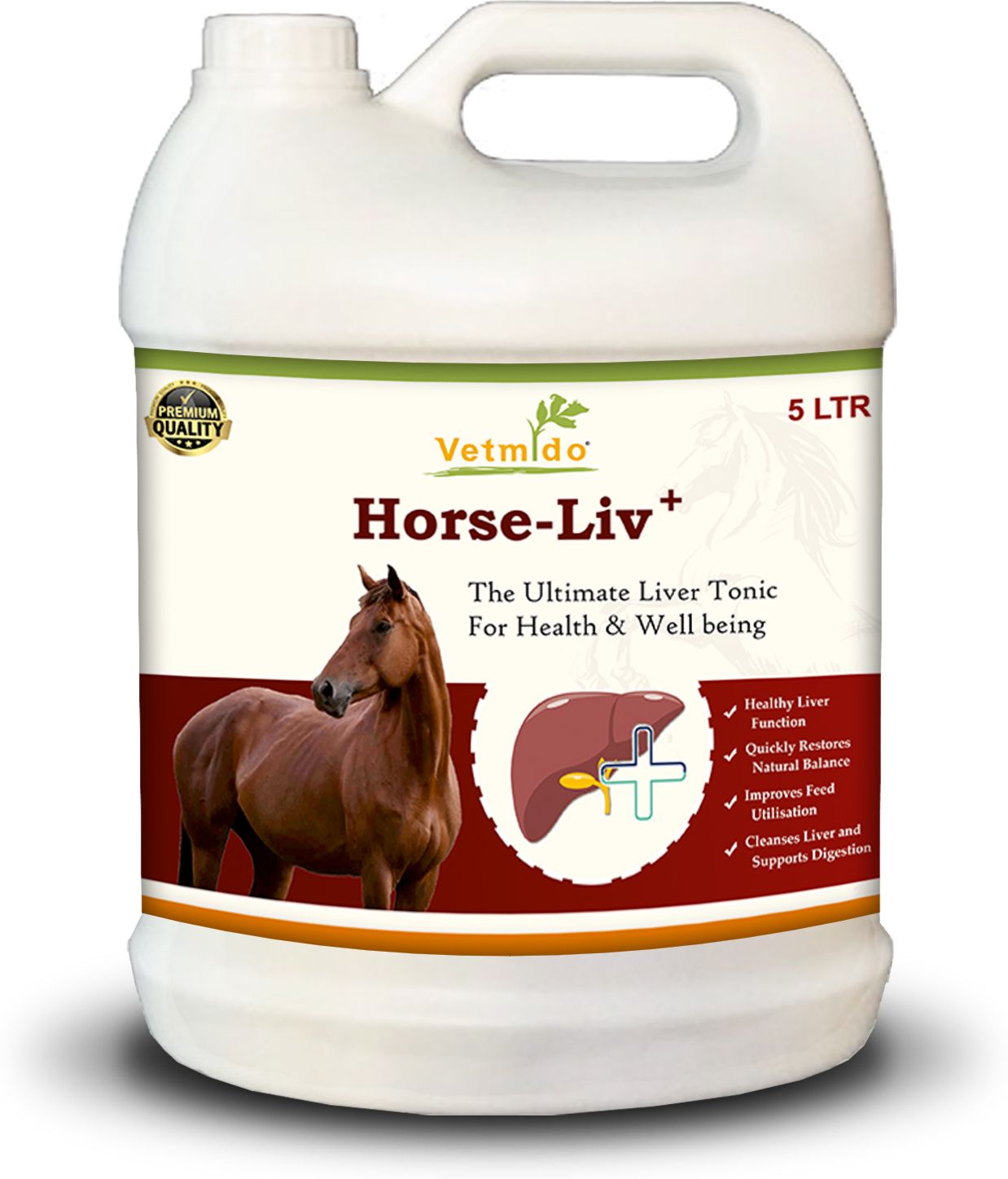 vetmido Horse Liv Plus - Liver Tonic Supplement For All Classes of Horses - 5 LTR Pet Health Supplements-picture-21