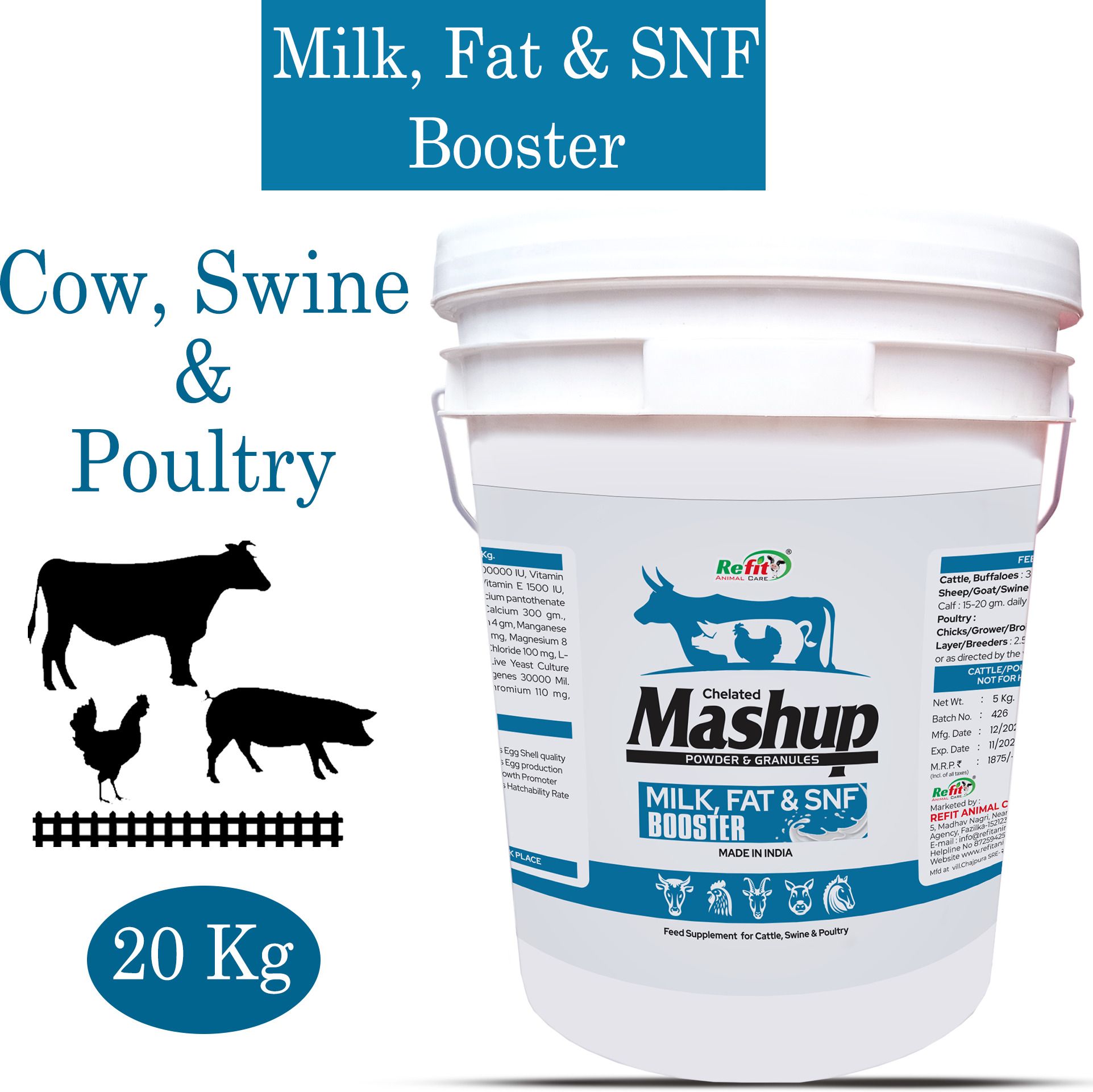 refit animal care Granules & Mineral Mixture Powder For Cow, Goat, Poultry & Dairy Animal, Mashup Pet Health Supplements-picture-39