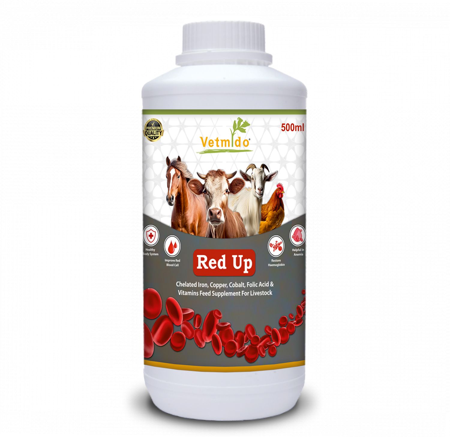 vetmido Red Up - Iron Tonic Supplement for Cattle, Cow, Buffalo, Goat, Horse & Poultry Pet Health Supplements-picture-16