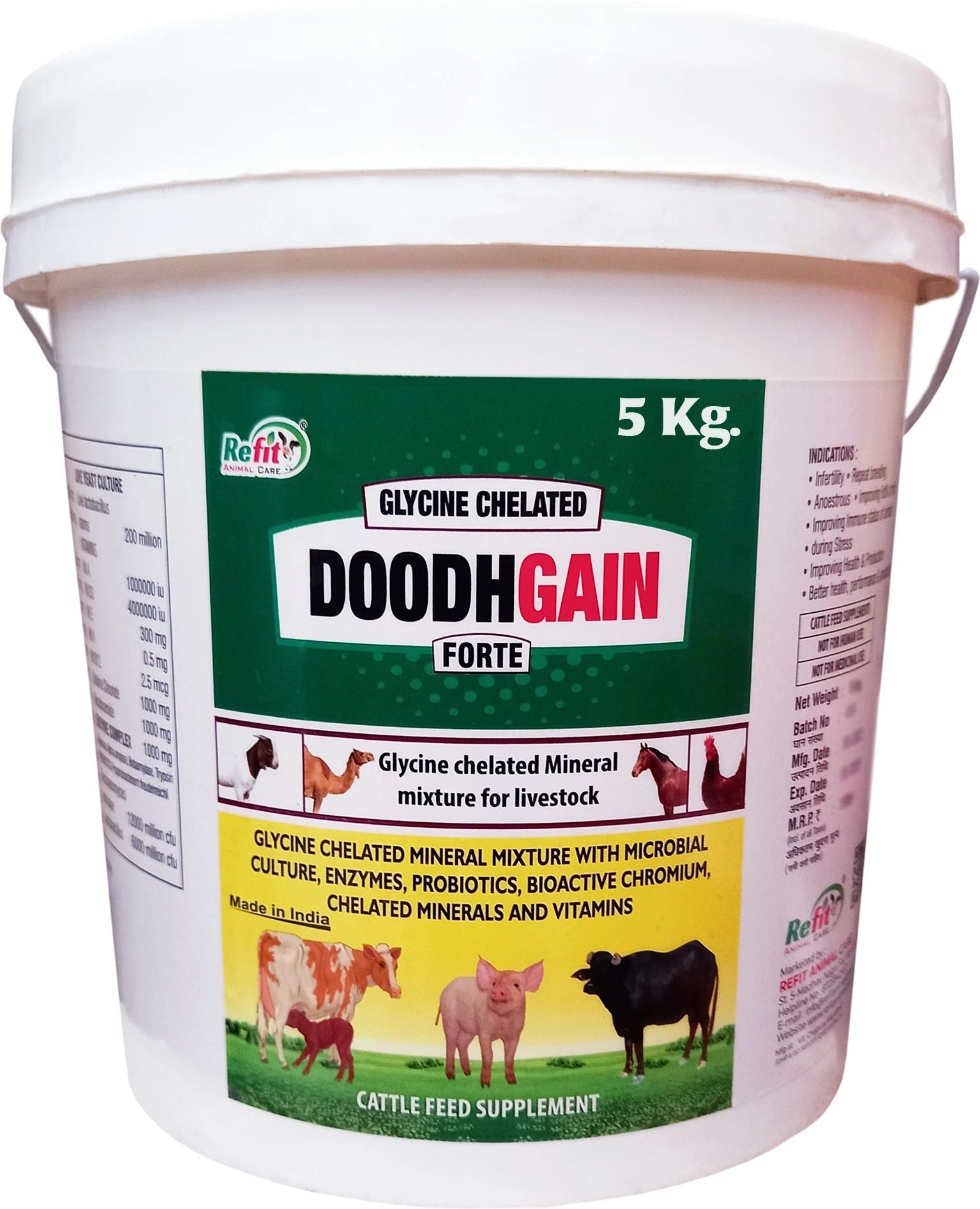 refit animal care Glycine Chelated Mineral Mixture For Cow, Cattle & Farm Animals, Doodhgain Forte Pet Health Supplements-picture-42