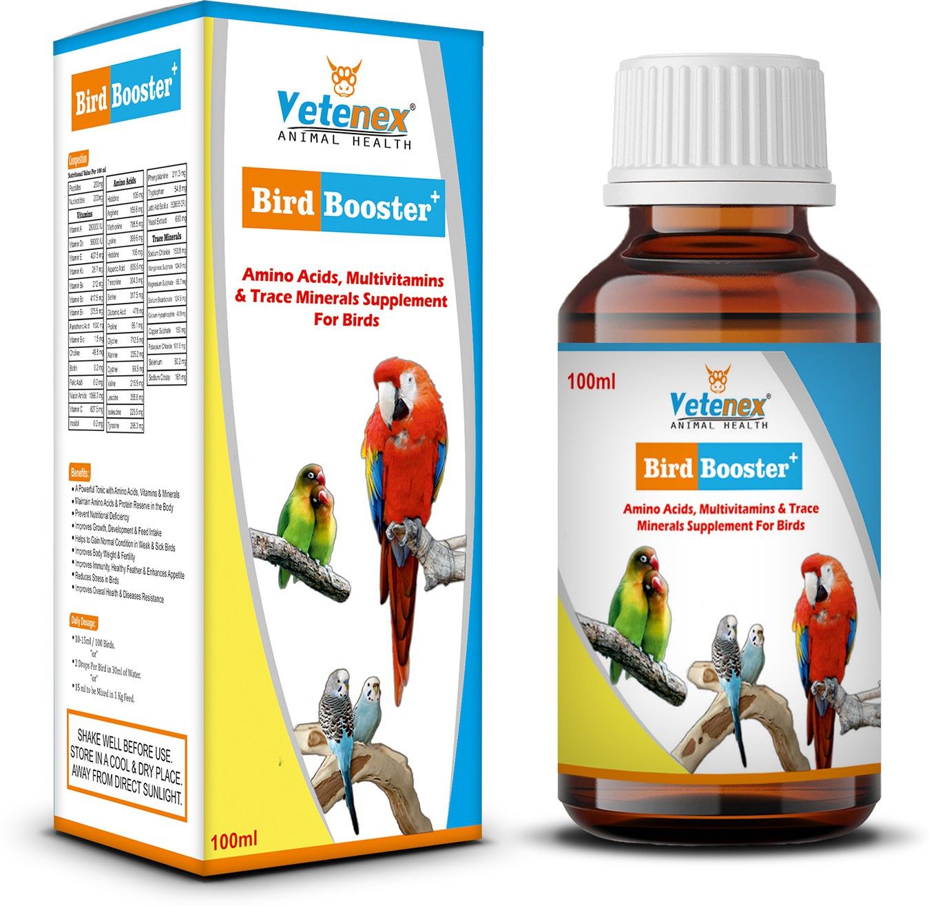 Bird Booster Plus - Bird Immunity & Growth Booster Supplement - 100 ML Pet Health Supplements-image-29