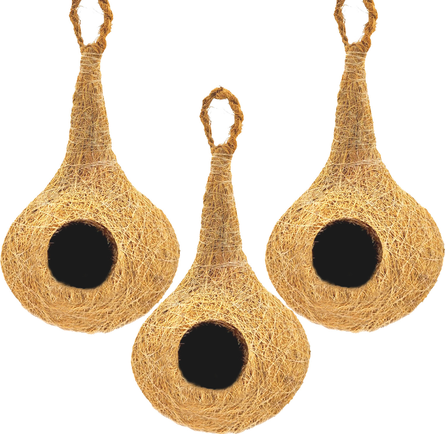 liveonce NATURAL BIRD NEST WITH HANGING HOOKS U CAN PLACE ANYWHERE PACK OF 3 Bird House image 1
