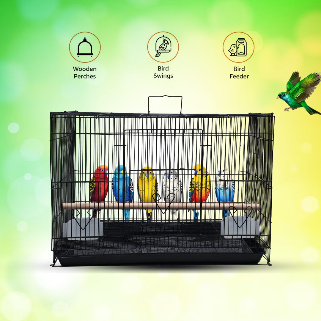 hara 24 Inch Black Cage – Sleek Design with Anti-Rust Coating Bird Cage-picture-15