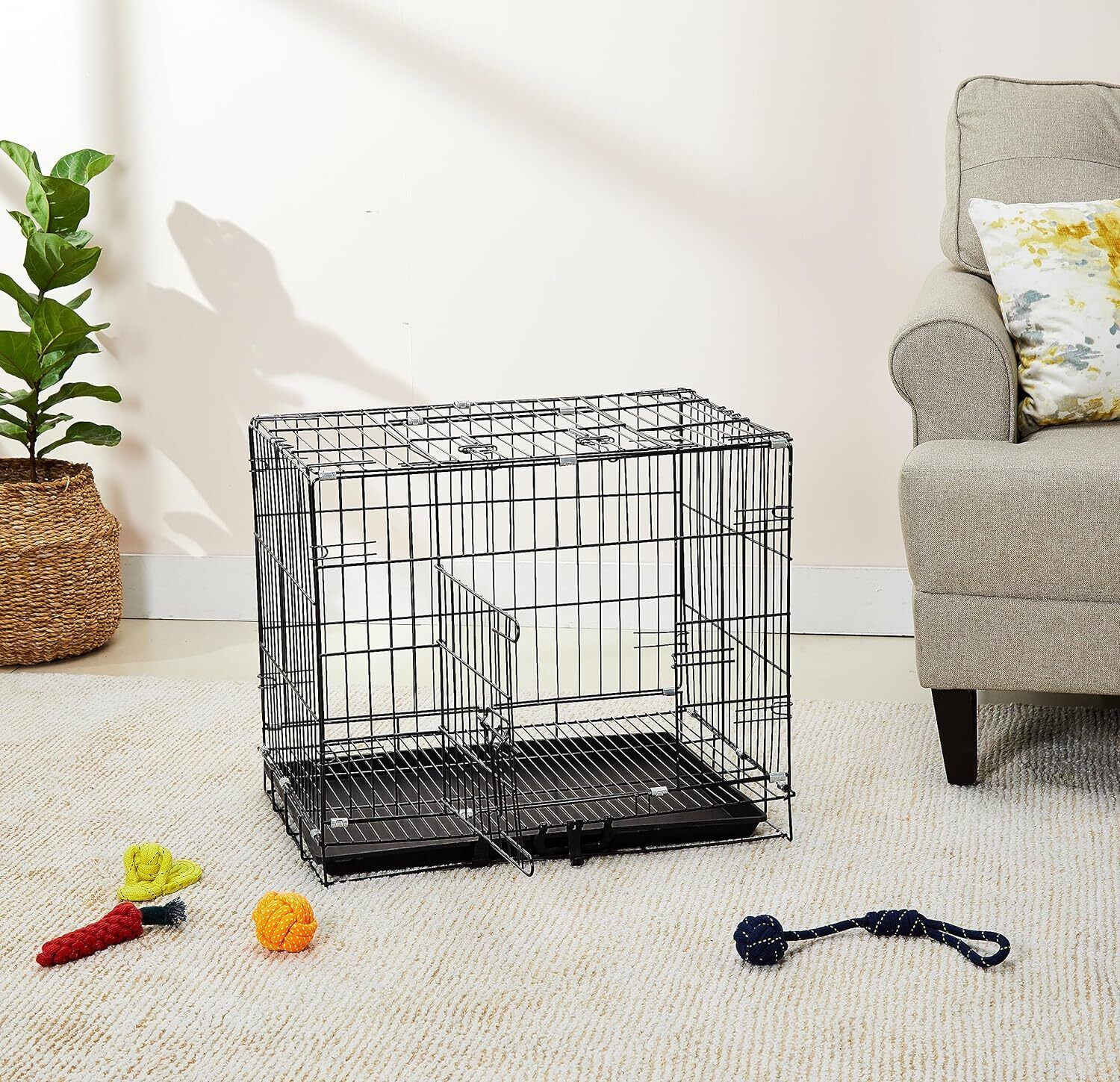 paw care Double Door Folding Metal Dog Cage with Paw Protector(Size :24 Inch) BlK06k Dog, Bird, Frog, Cat, Hamster, Miniature Pig, Guinea Pig, Mouse, Monkey Cage-picture-17
