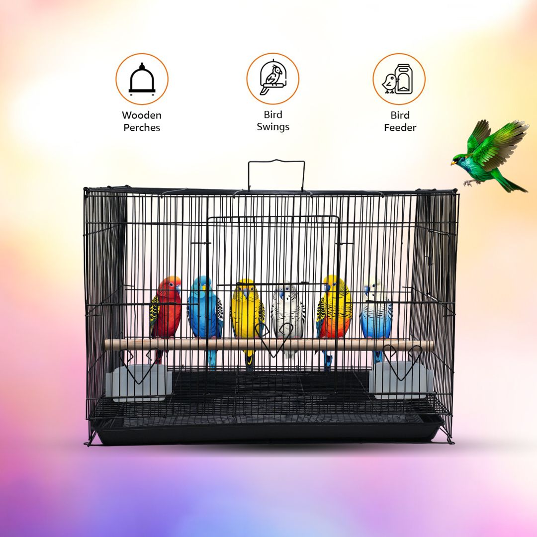 hara 24 Inch Metal Black Bird Cage – Strong Frame for Pet Birds Bird Cage-picture-32