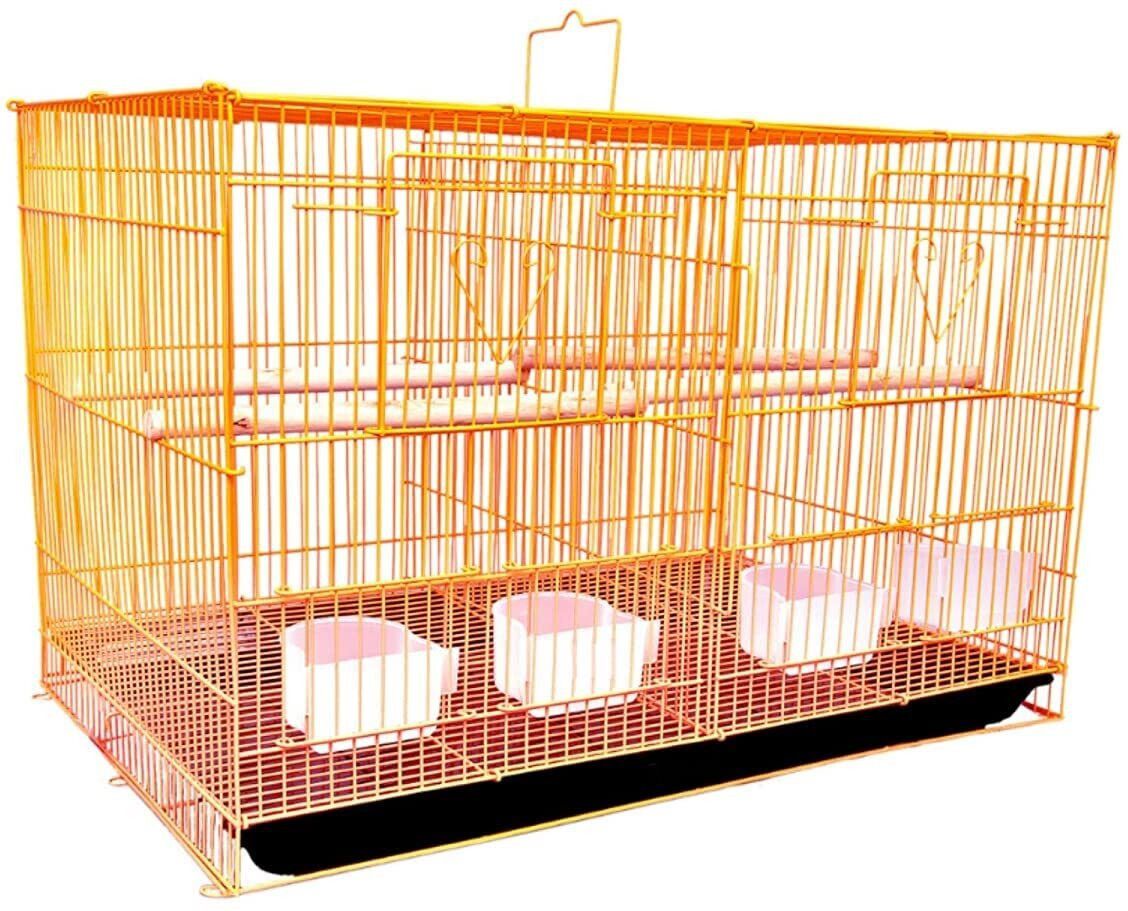 petjoy Orange Iron Bird Cage with Feeding Cup, 1 Pole with Secure Lock, 24 Inch Bird, Hamster, Rabbit Cage-picture-13