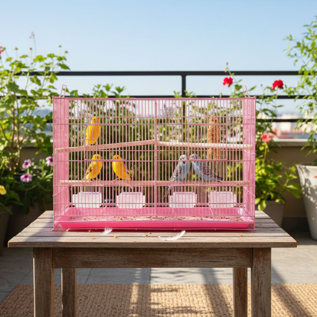 devis 2 Ft Partition PINK Bird Cage for Budgies, Finches, Lovebirds (25Inch) Bird Cage-picture-13