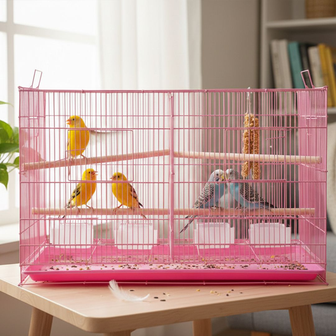 devis 2 Ft Partition PINK Bird Cage for Budgies, Finches, Lovebirds Bird Cage-picture-24