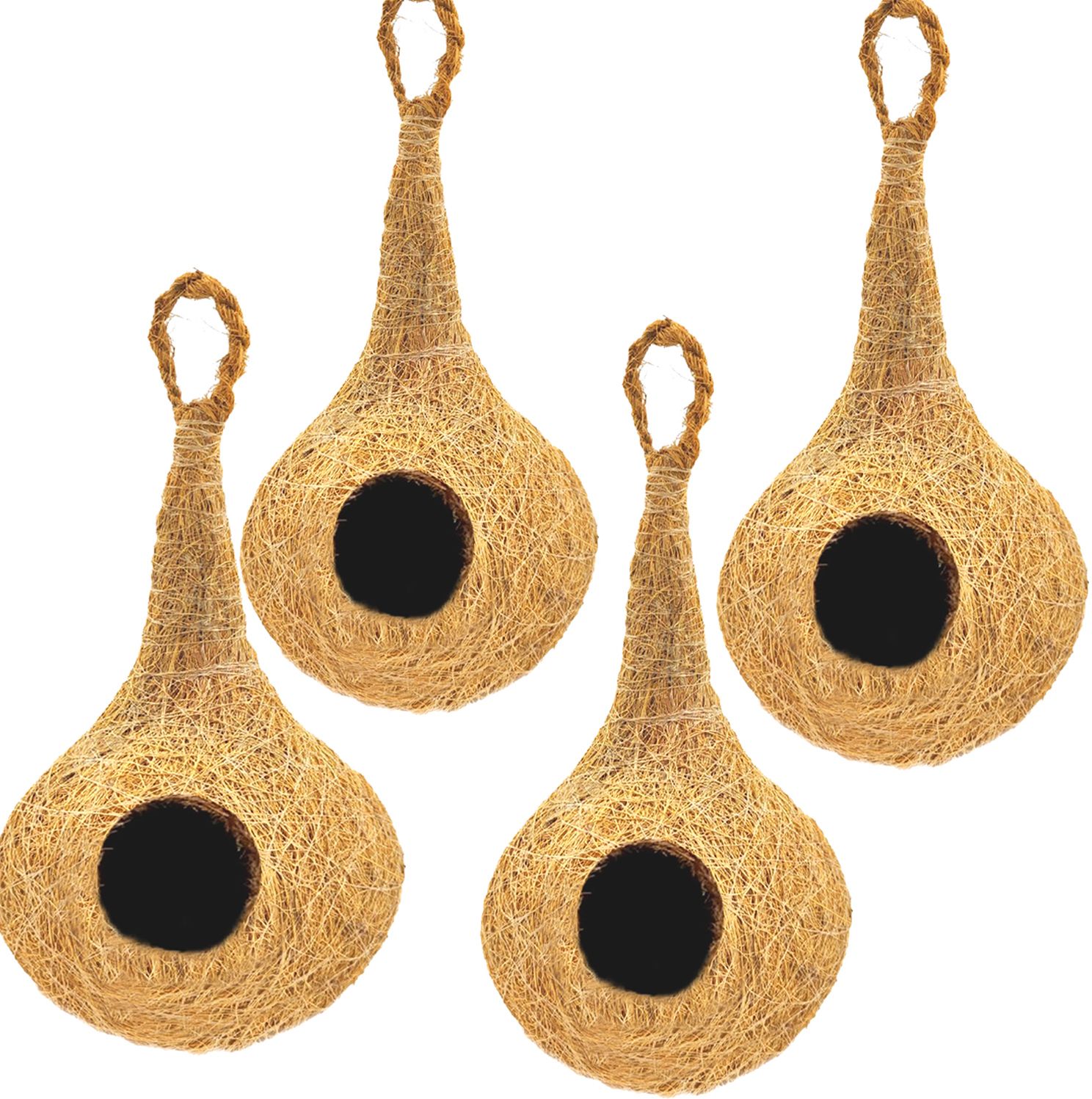 liveonce NATURAL BIRD NEST WITH HANGING HOOKS U CAN PLACE ANYWHERE PACK OF 4 Bird House-picture-17
