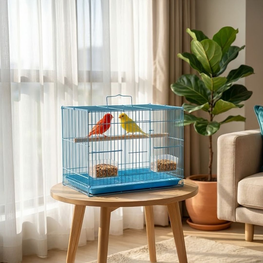 devis 38 CM Bird Cage for Budgies, Finches, Lovebirds & Free Toys Color Blue Bird Cage-picture-1