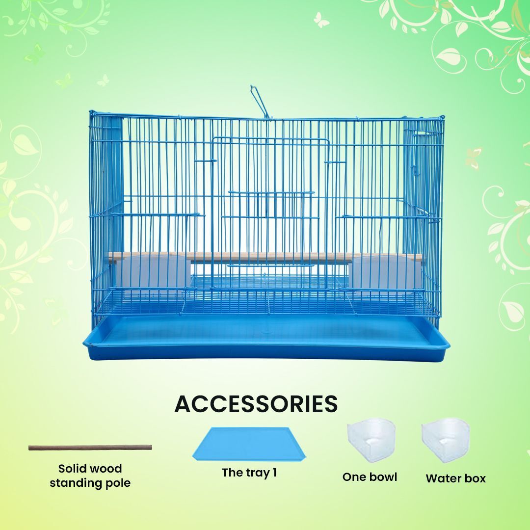 1.5 ft Blue Cage with Sliding Door & Food Tray Bird Cage-image-43