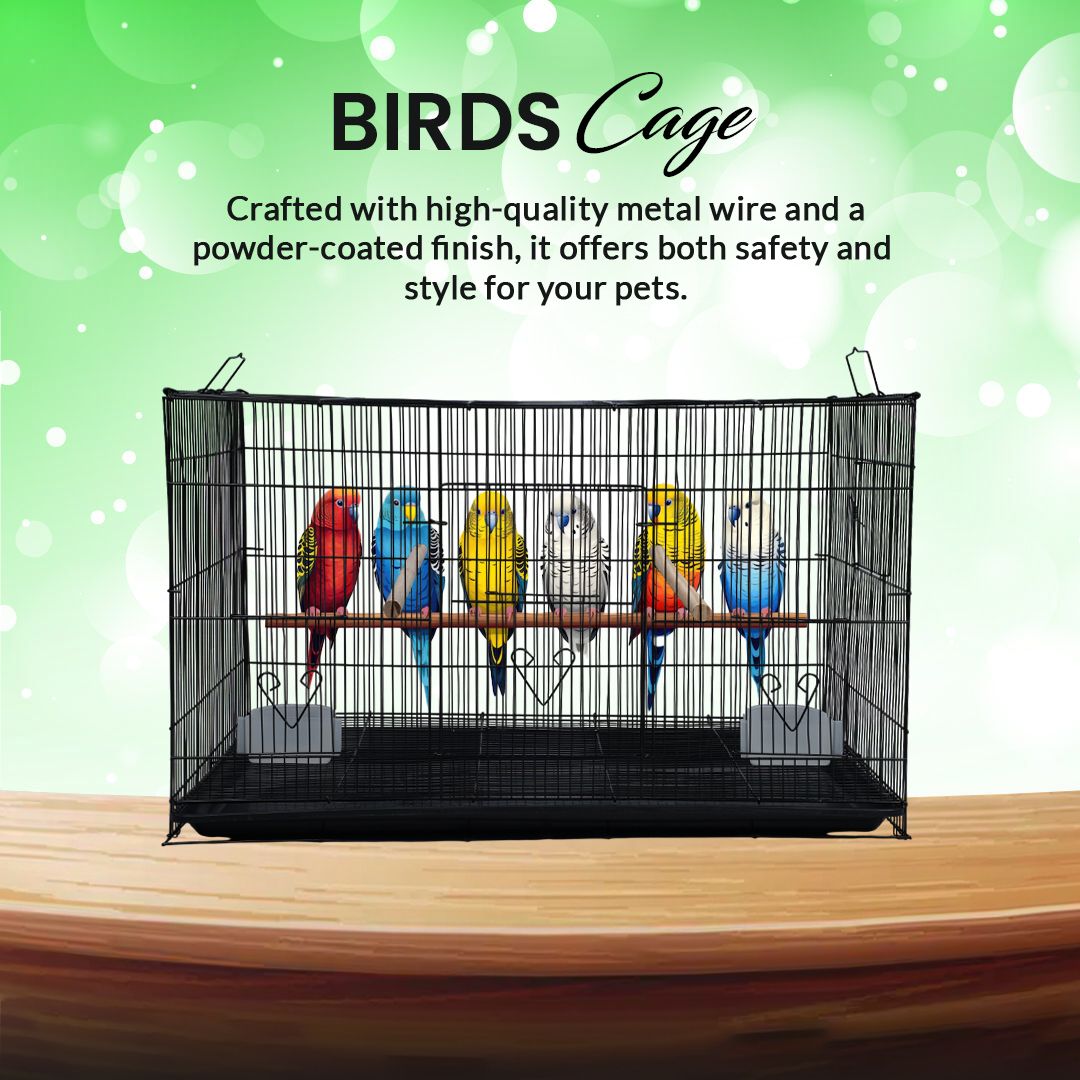 hara Elegant matte black 30 inch bird cage with top hook for hanging. Bird Cage-picture-37