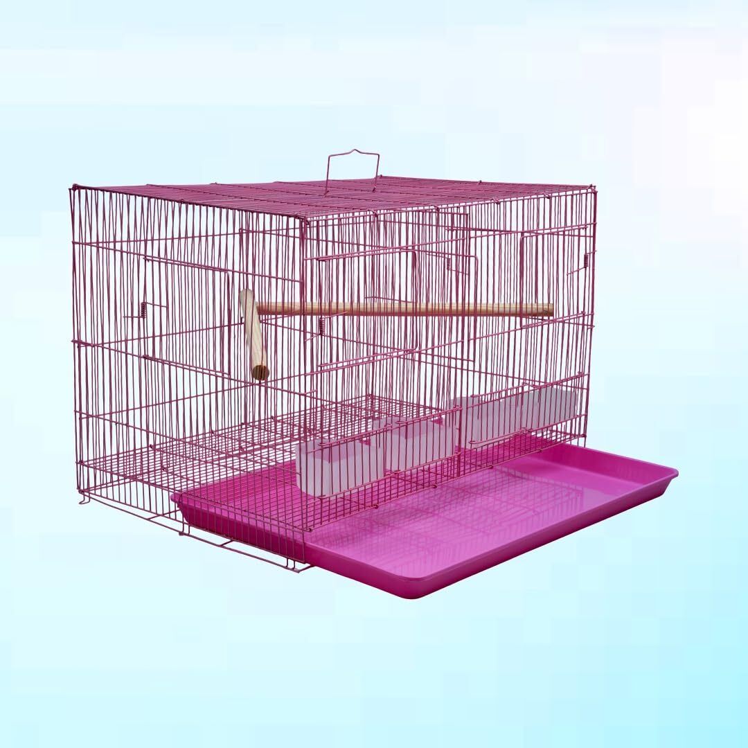 2 Ft Partition pink Bird Cage for Budgies, Finches, Lovebirds & Free Toys Bird Cage