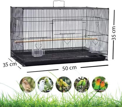 18 Inch (1.5 Feet ) 45Cm Black Birds/Rabbit Cage with Food, Water Cups & Perches Bird, Rabbit, Hamster Cage