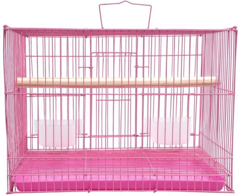 1.25 Ft Pink Cage with Accessories, 38x28x28 cm, Bowl, Non-Slip Base Bird Cage-image-41