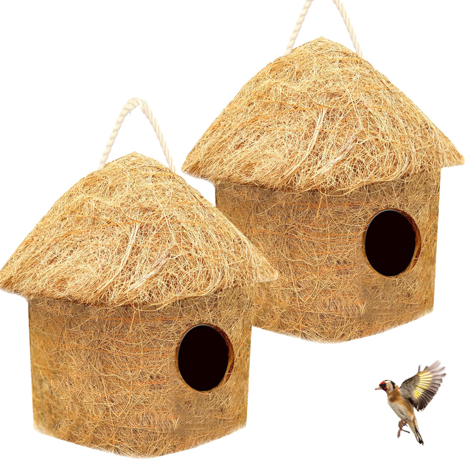 liveonce NATURAL CLASSIC BIRD HOUSE WITH HANGING HOOKS U CAN PLACE ANYWHERE PACK OF 2 Bird House-picture-24