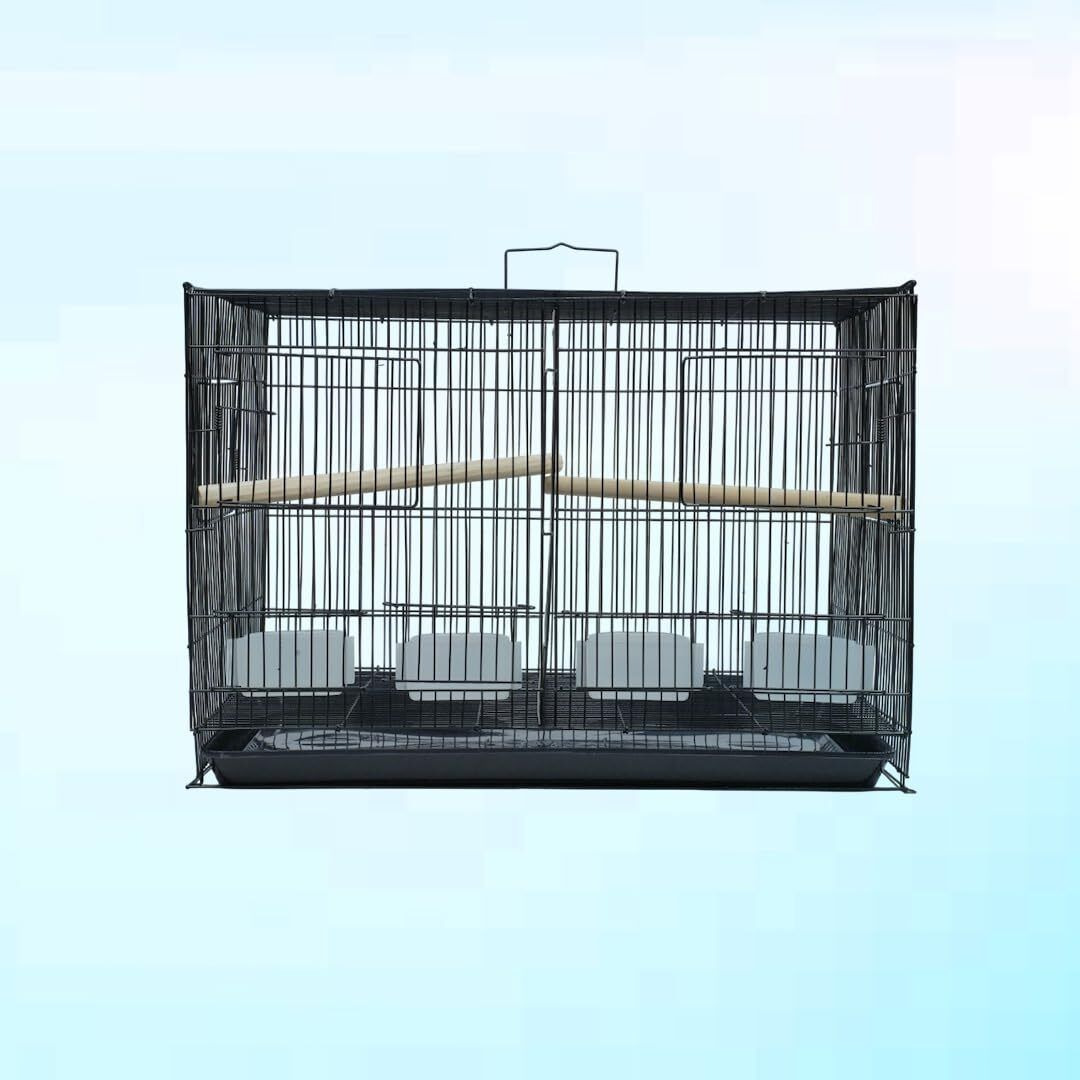 hara enterprises 2 Ft Partition Black Bird Cage for Budgies, Finches, Lovebirds & Free Toys Bird Cage-picture-14
