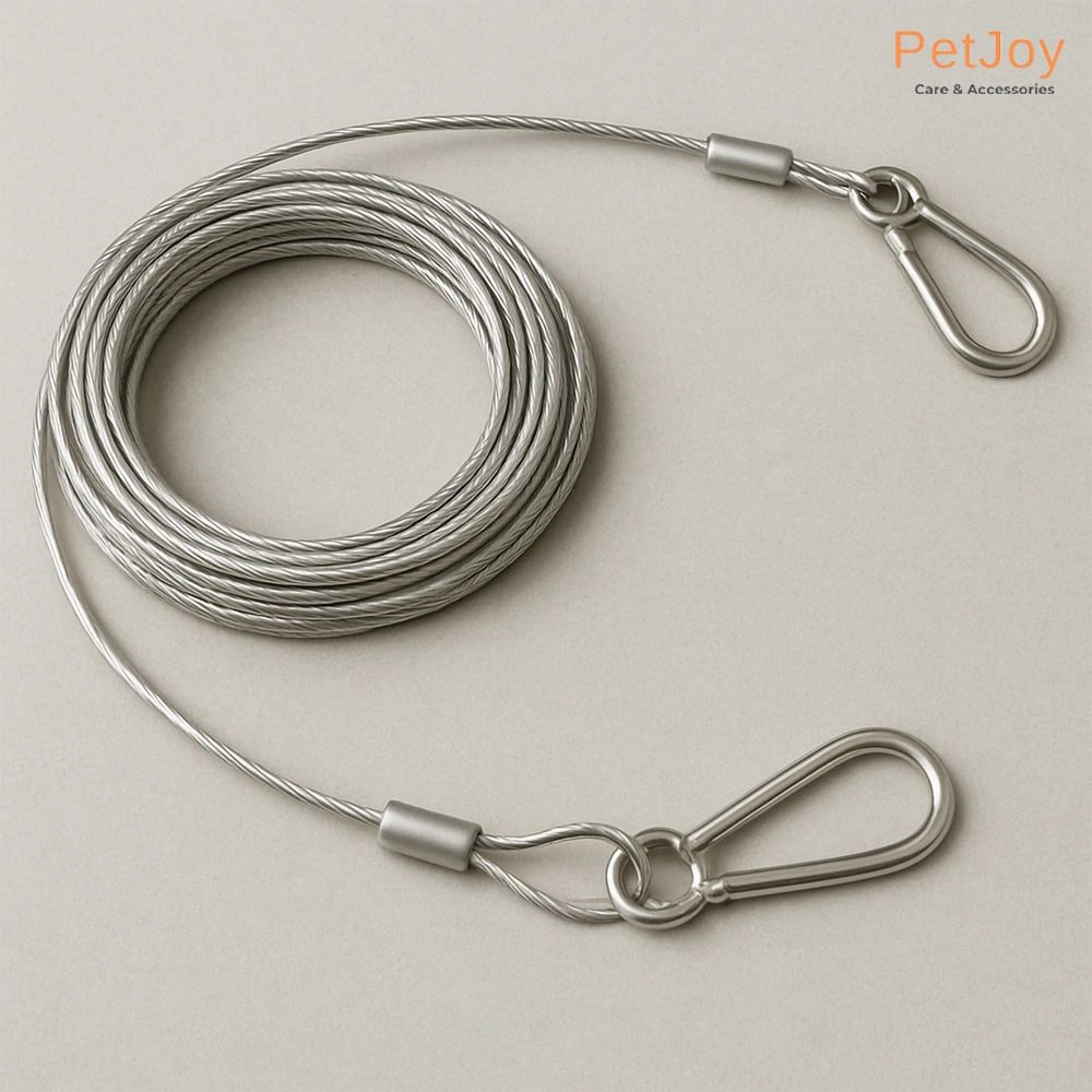 petjoy Stainless Steel Tie-Out Cable/Leash for Dogs -10 Feet (Color may vary) 300 cm Dog Cord Leash-picture-12