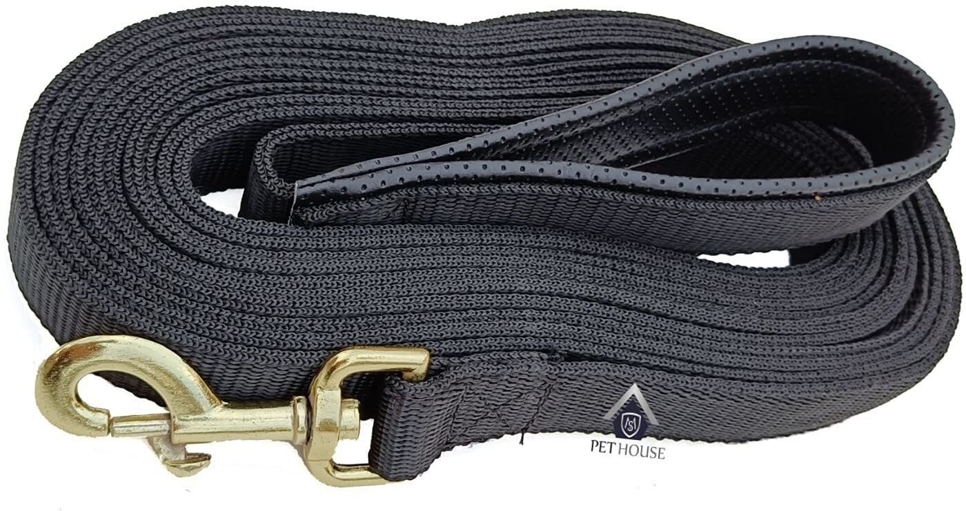 Padded Dog Training Lead Dog Leash Long Leash 10 Ft Long Leash for Dogs (1" Wide by 10 Ft Long Black Colour) 305 cm Dog Strap Leash-image-36