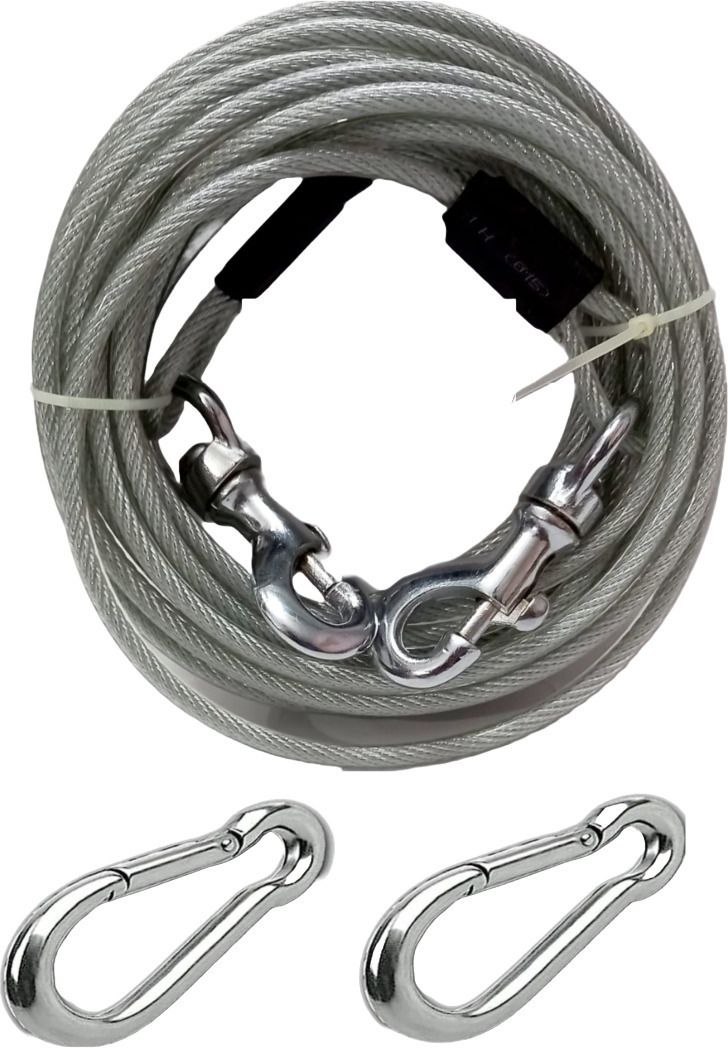 oaky 6FT (6MM) Tie Out Cable Dog Leash Extra Strong Vinyl Coated Galvanized Cable 183 cm Dog Cord Leash-picture-25
