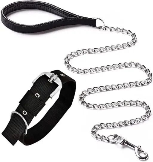 petzoto Combo Dog Handle Chain & Collar Set Medium Dog Collar & Handle Chain 130 cm Dog Chain Leash-picture-20