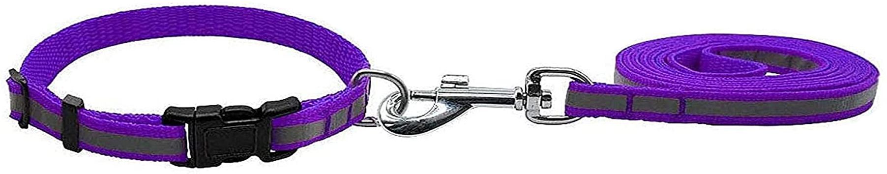 w9 pet products Nylon Adjustable Leash with Collar Set for Puppy-1.5 cm (Purple) 120 cm Dog & Cat Strap Leash-picture-14