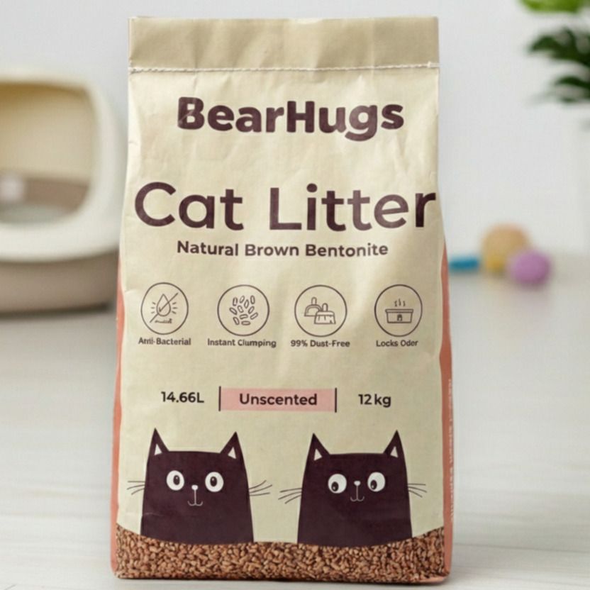 Unscented Natural Brown Bentonite 12 kg Cat Pet Litter Tray Refill-image-33