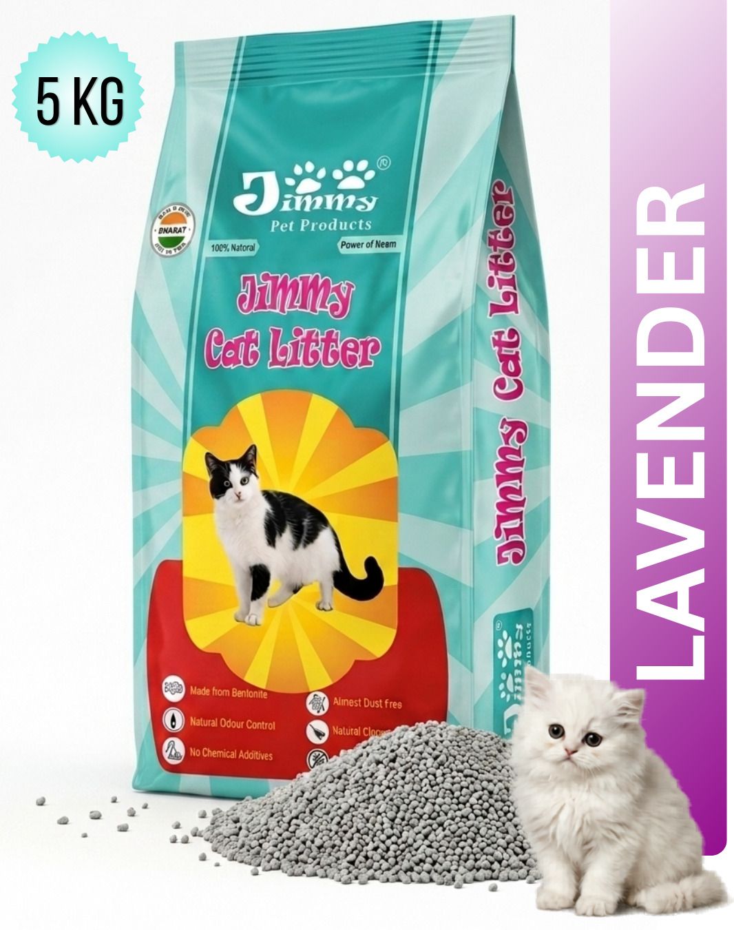 jimmy Cat Litter 5 kg Lavender Fragrance | White Cat Litter | Clumping Cat Litter Pet Litter Tray Refill-picture-20