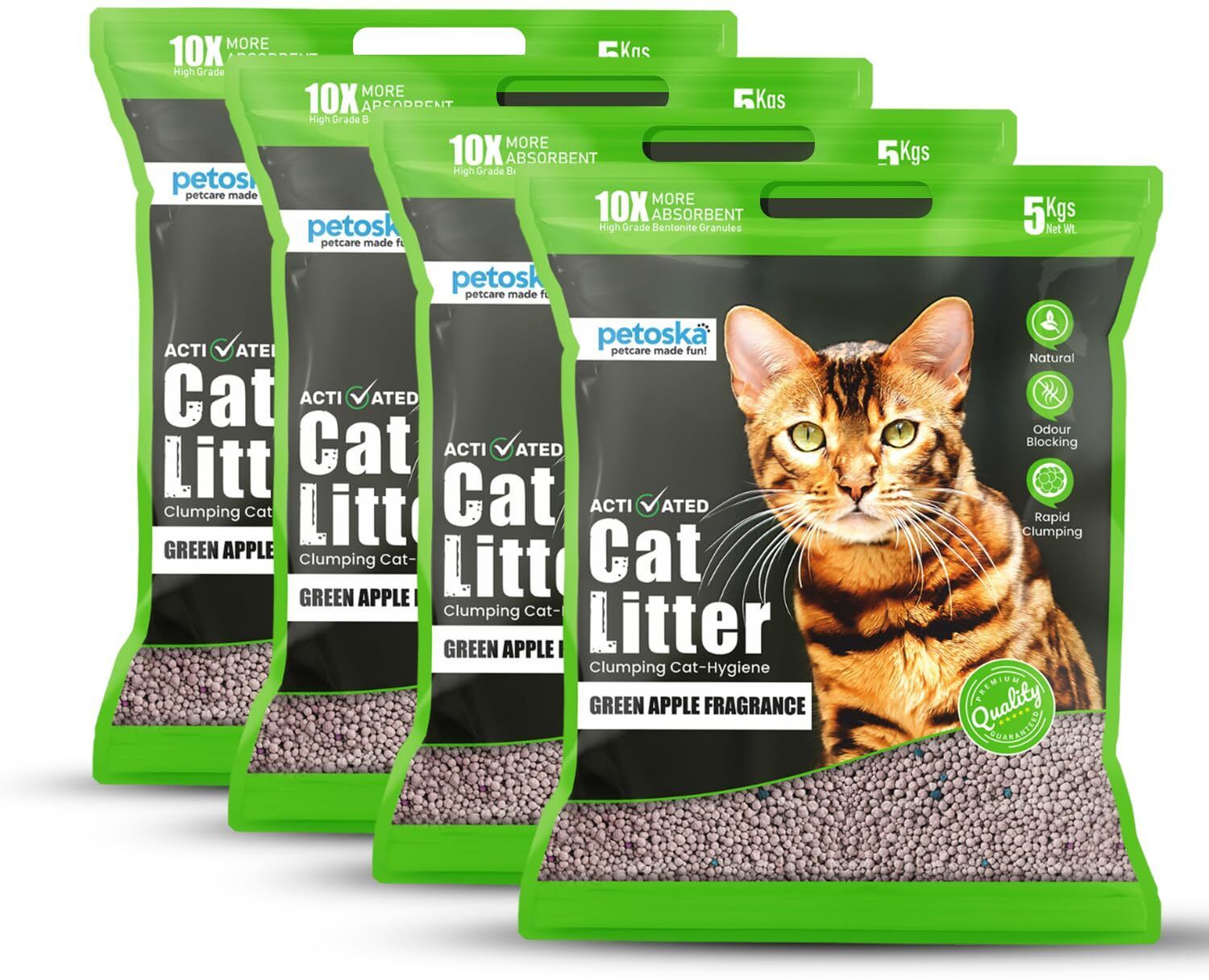 petoska Green Apple Fragrance Pack of 4 Pet Litter Tray Refill-picture-26