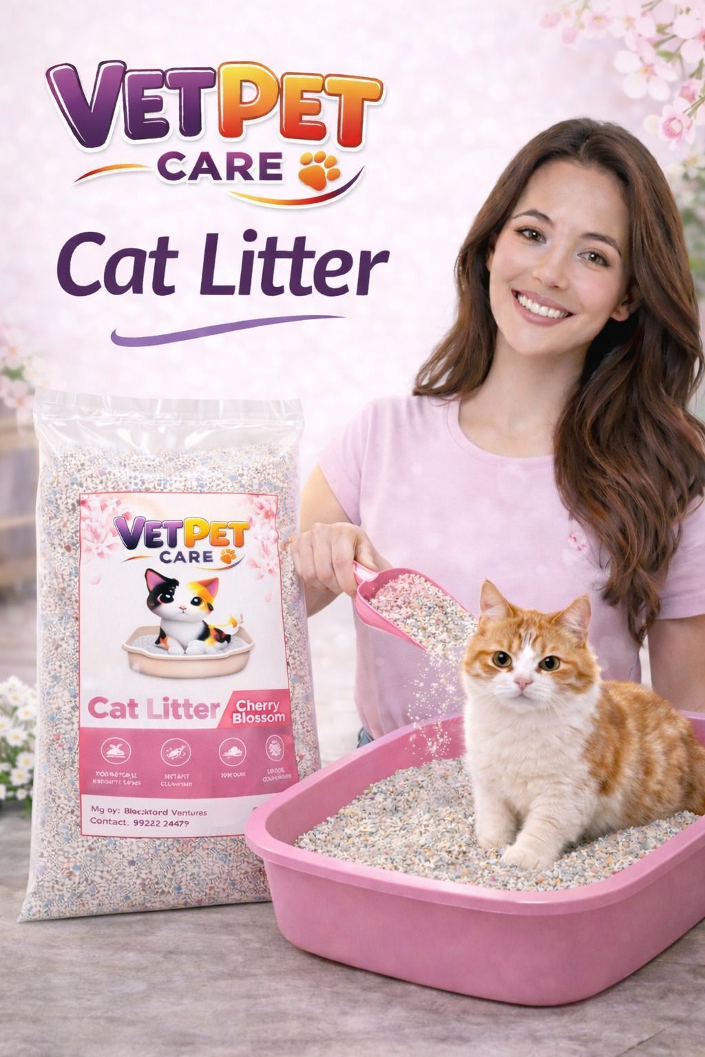 vetpet care VetPet Cat Litter 5kg 100% Natural | Cheery Blossom for all Breeds of Cats Pet Litter Tray Refill-picture-22