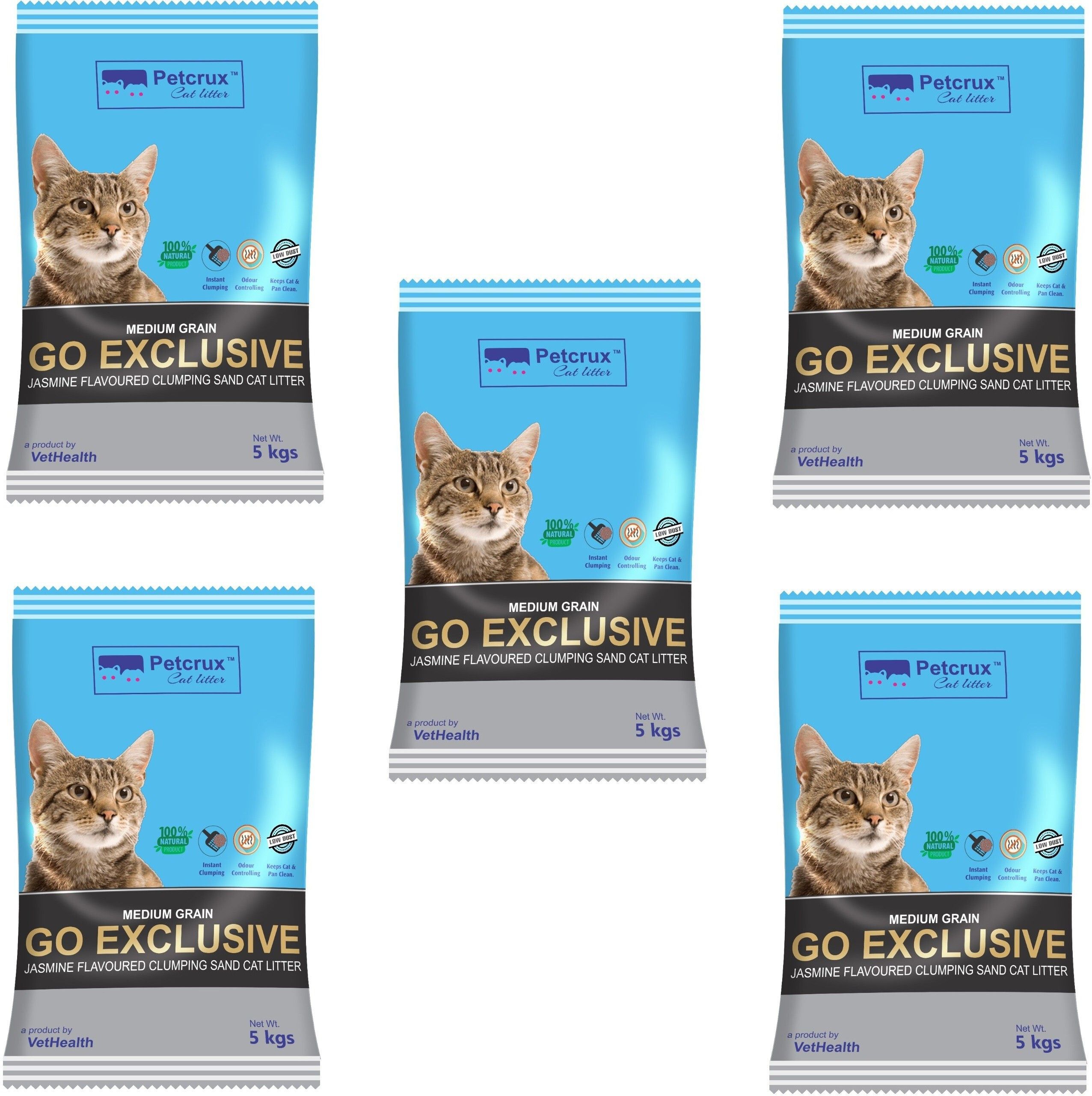Go Exclusive Scoopable Montonite Jasmine Cat Litter in Reusable Jute Bag (Pack of 5-25 Kg) Pet Litter Tray Refill-image-41