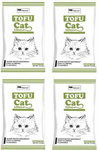 Tofu Cat Litter Natural Cat Litter Flushable Cat Litter Clumping Plant Cat Litter Ultra Control Cat Litter Dust Free Low Tracking Cat Litter 6 L - 2.5 Kg (Green Tea - Pack of 4 [Total 10 Kg]) Pet Litter Tray Refill-image-1