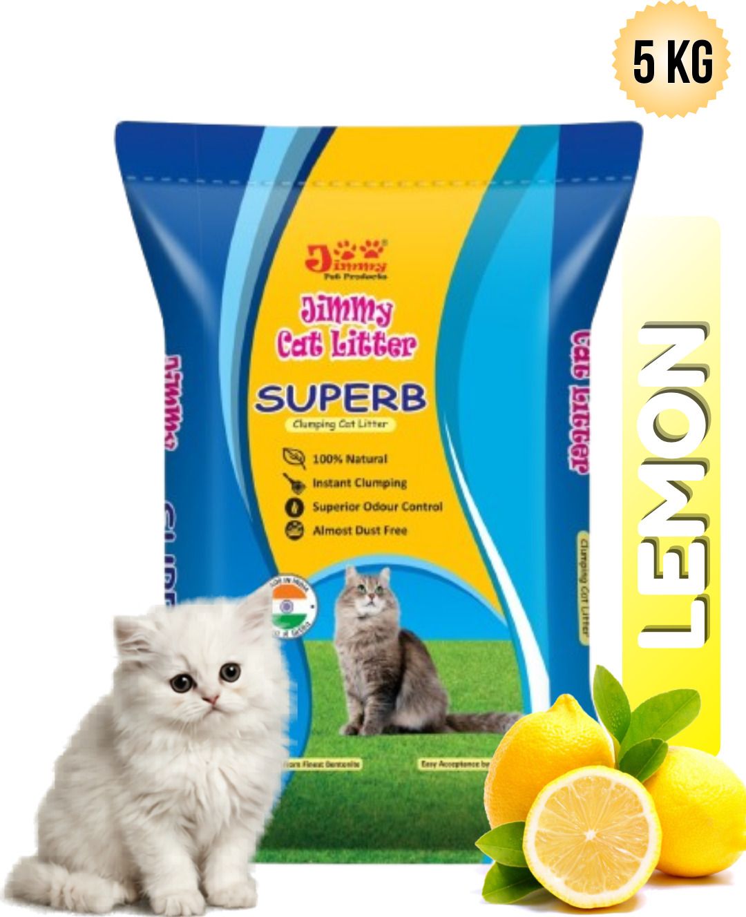 Superb Cat Litter Lemon Fragrance Pet Litter for Cats 5 kg Pet Litter Tray Refill-image-5
