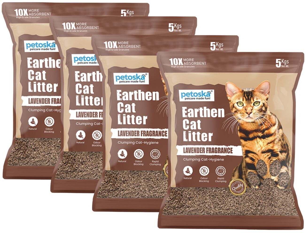 petoska Earthen Cat Litter- 5Kg Lavender (Pack of 4) Pet Litter Tray Refill-picture-12