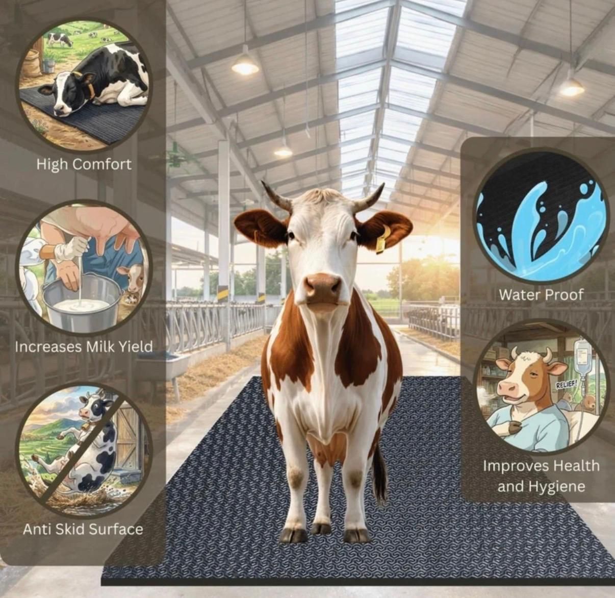 Supreme Cow Mat Premium Rubber Flooring for Dairy Farm Excellence Cat, Cow, Dog, Guinea Pig, Hamster, Miniature Pig, Rabbit, Tortoise Pet Mat-image-49