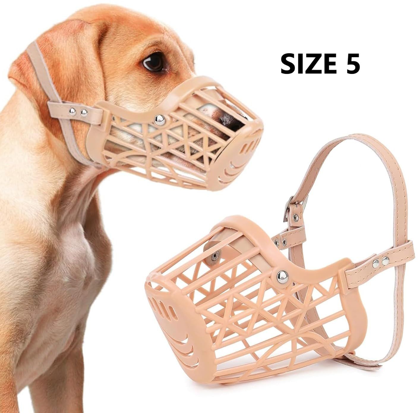 Dog Muzzle Size 5 High quality Dog mouth cover/basket adjustable and safe Medium Strips Dog Muzzle-image-25